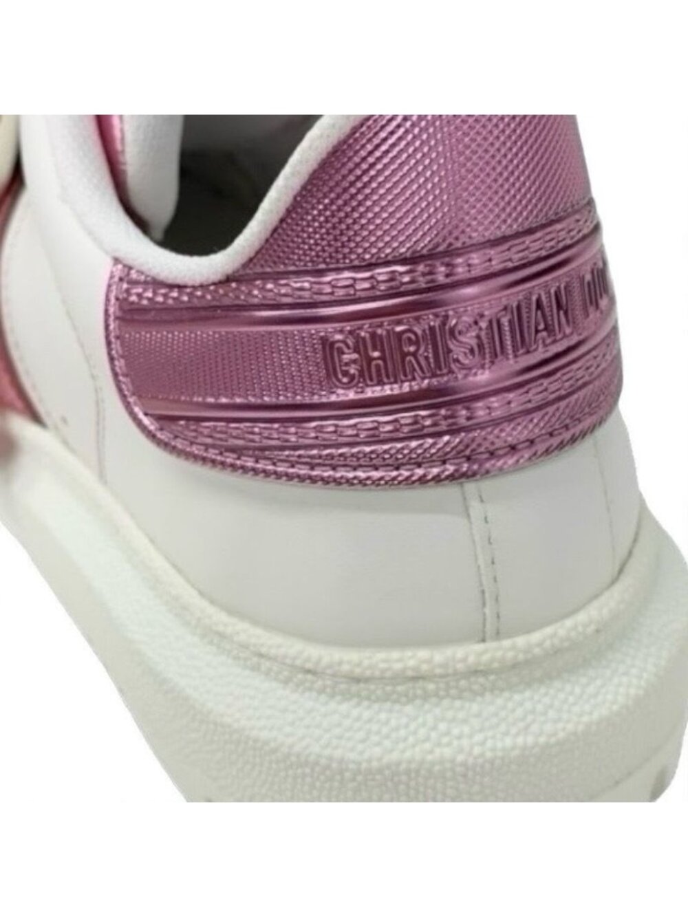 Christian Dior-id Sneakers Shoes Leather Rubber White Pink Logo Velcro - Picture 10 of 10
